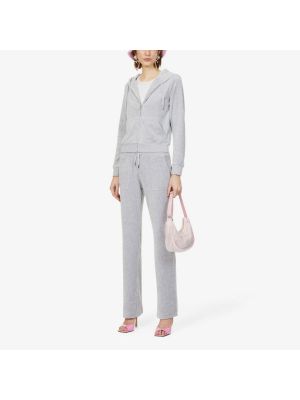 Велюровые прямые брюки с высокой талией Juicy Couture серебряные