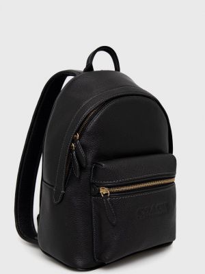 Черный однотонный кожаный рюкзак Coach