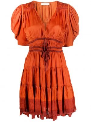 V-nyakú mini ruha Ulla Johnson narancsszínű