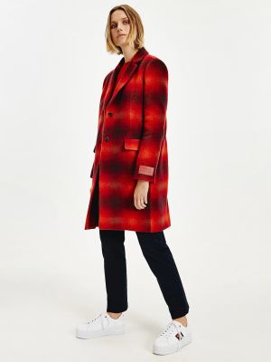 Μάλλινο γυναικεία παλτό Tommy Hilfiger κόκκινο