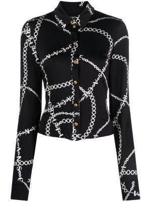 Дънкова риза с принт от джърси Versace Jeans Couture