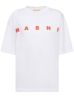 Тениска с принт от джърси Marni