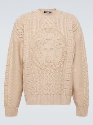 Sweter wełniany Versace beżowy