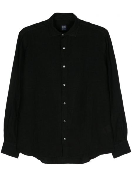 Lněná dlouhá košile Fedeli černá