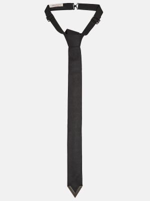 Šilkinis vilnonis kaklaraištis Valentino Garavani juoda