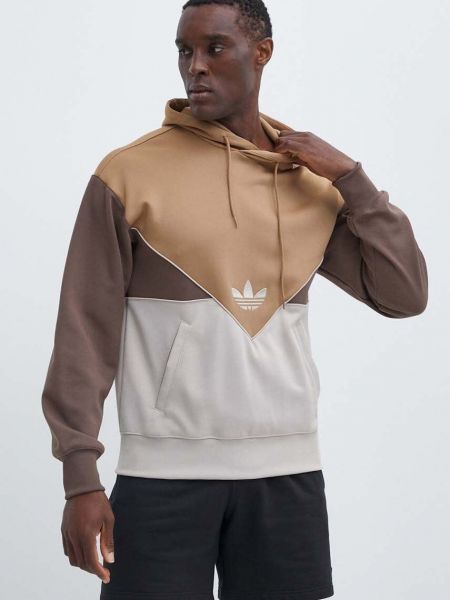 Hoodie s kapuljačom s printom Adidas Originals smeđa
