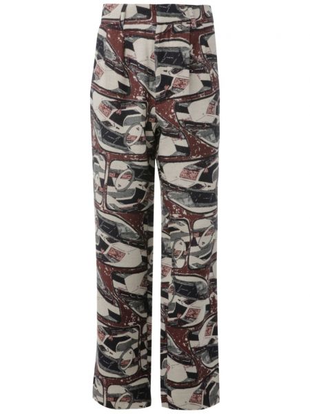 Pantaloni cu imagine cu imprimeu abstract Misci maro