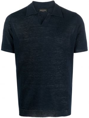 Lininis polo marškinėliai Roberto Collina mėlyna