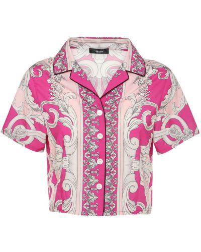 Памучна риза Versace розово
