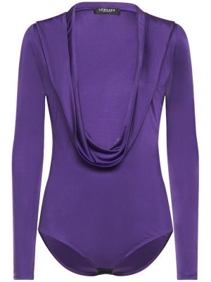 Body à capuche en jersey drapé Versace violet