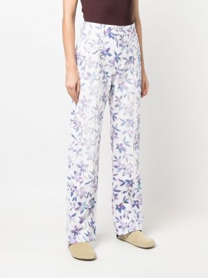 Květinové rovné kalhoty s potiskem Isabel Marant bílé