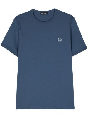 Bavlnené tričko s výšivkou Fred Perry modrá