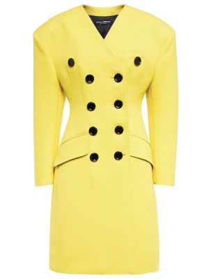 Vlněný kabát Dolce&gabbana žlutý