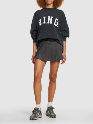 Βαμβακερός φούτερ με σχέδιο Anine Bing μαύρο