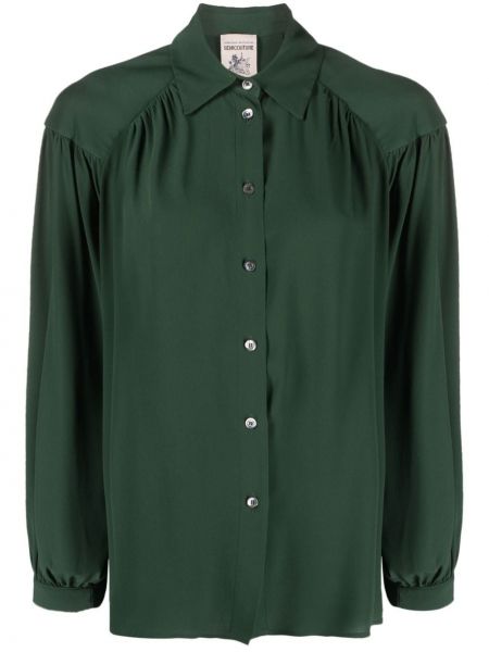 Пухена блуза с копчета Semicouture зелено