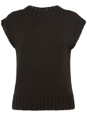 Sweter bez rękawów bawełniany chunky Lemaire brązowy
