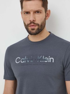 Тениска с дълъг ръкав с принт Calvin Klein сиво