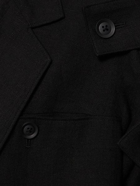 Ľanová bunda na gombíky Yohji Yamamoto čierna