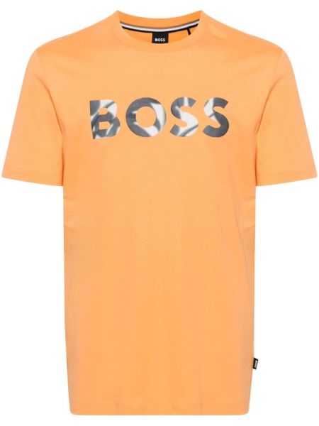 Βαμβακερή μπλούζα Boss πορτοκαλί
