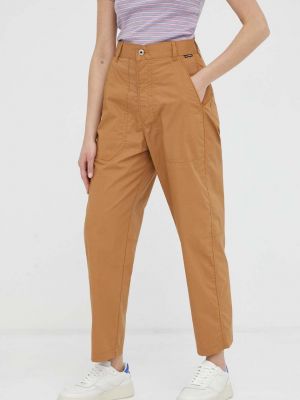 Jednobarevné kalhoty s vysokým pasem s hvězdami G-star Raw hnědé