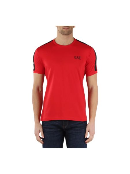 Koszulka bawełniana z nadrukiem Emporio Armani Ea7 czerwona