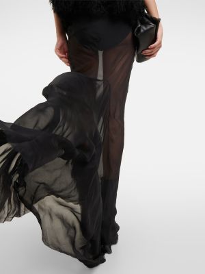 Hedvábné dlouhá sukně Ann Demeulemeester černé
