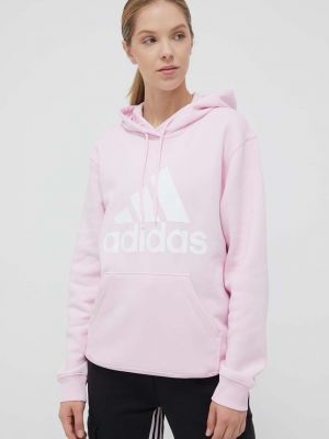 Mikina s kapucí s potiskem Adidas růžová