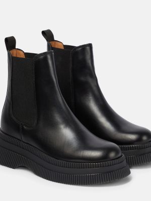 Chelsea boots en cuir Ganni noir
