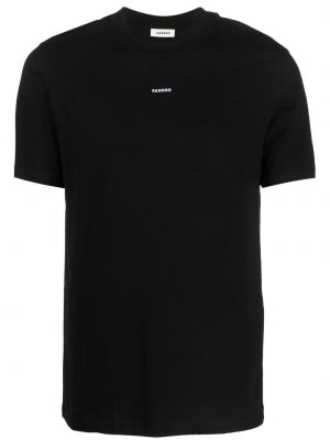 Majica s potiskom z okroglim izrezom Sandro črna