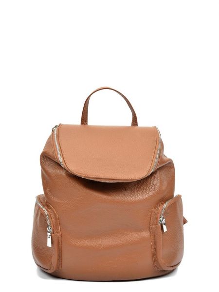 Кожаный рюкзак на молнии с карманами Luisa Vannini коричневый