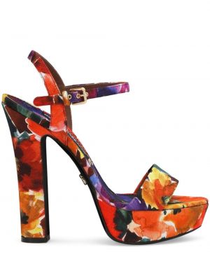 Kvetinové sandále na platforme s potlačou Dolce & Gabbana