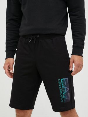 Памучни панталон Ea7 Emporio Armani черно