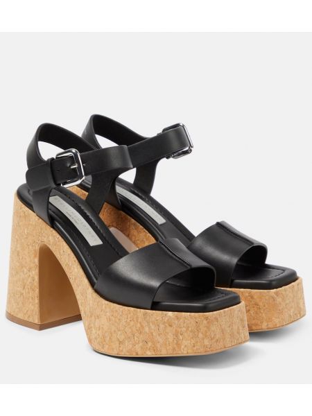 Kožené sandále na platforme z ekologickej kože Stella Mccartney čierna