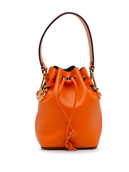 Кожени чанта Fendi Pre-owned оранжево