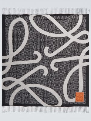 Жаккардовый шерстяной шарф Loewe серый