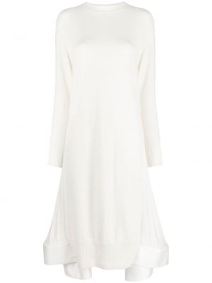 Vlněné midi šaty Sacai bílé