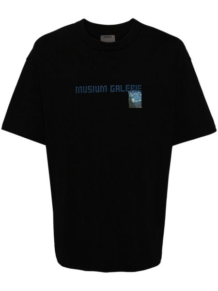Памучна тениска с принт Musium Div. черно