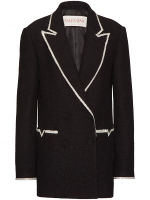 Vlnené sako s výšivkou Valentino Garavani čierna
