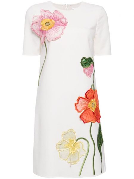 Μάλλινη ίσιο φόρεμα Oscar De La Renta λευκό