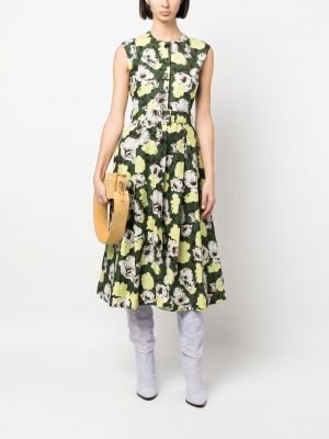 Květinové šaty bez rukávů s potiskem Msgm zelené
