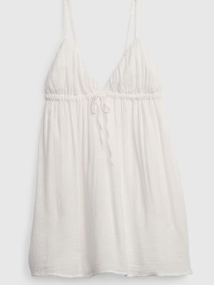 Муслиновое мини-платье без рукавов с завязками спереди Gap белый