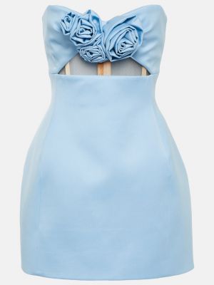 Шерстяное мини-платье с вырезами и аппликацией Magda Butrym синий