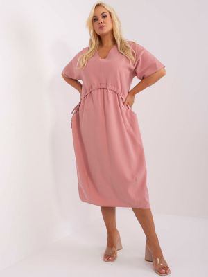 Oversize миди рокля Fashionhunters розово