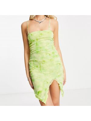 Платье мини с сеткой Collusion зеленое