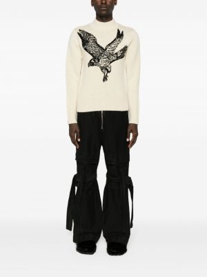 Vlněný svetr s výšivkou Dries Van Noten bílý