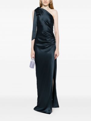 Asimetriškas šilkinis vakarinė suknelė Michelle Mason mėlyna