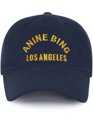 Haftowana czapka z daszkiem Anine Bing niebieska