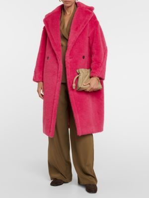 Hodvábny vlnený kabát z alpaky Max Mara červená