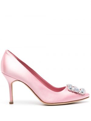 Pantofi cu toc de cristal Manolo Blahnik roz