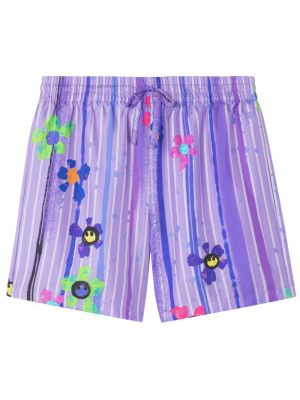 Shorts à rayures à fleurs Az Factory violet